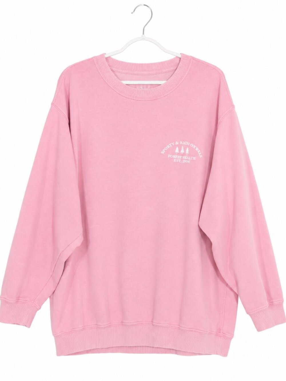 AERIE Pink Oversized Crewneck Reverse Stitch Graphic Pullover Sweatshirt Size XL